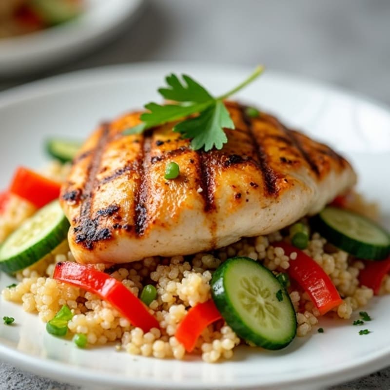 Grilled Chicken Breast with Crunchy Quinoa Salad