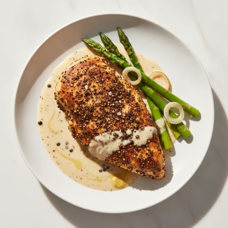 Pan-Seared Peppercorn Chicken with Cream Sauce