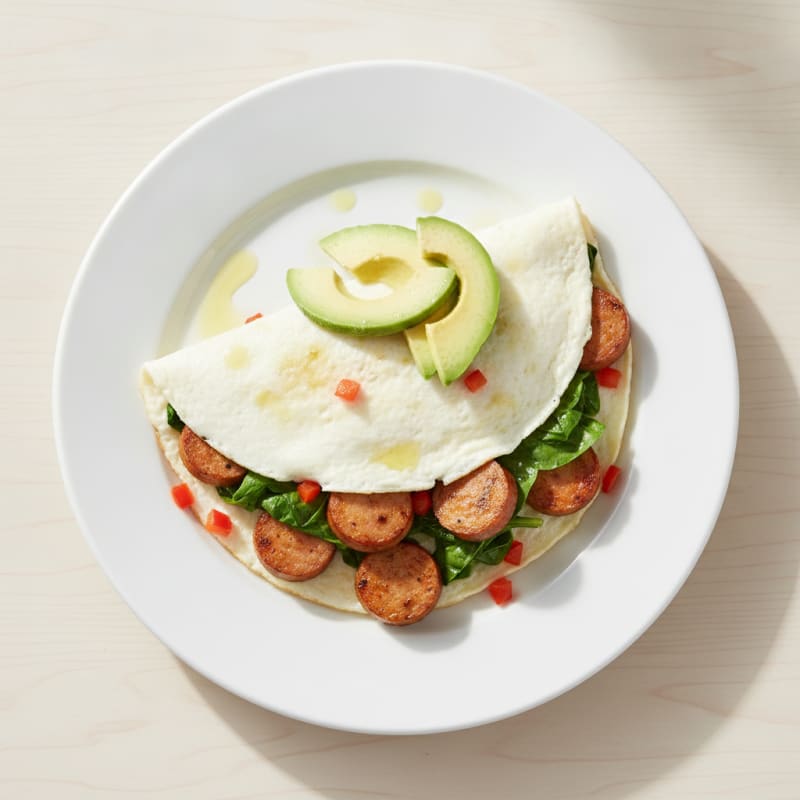 Egg White Spinach Omelette with Turkey Sausage