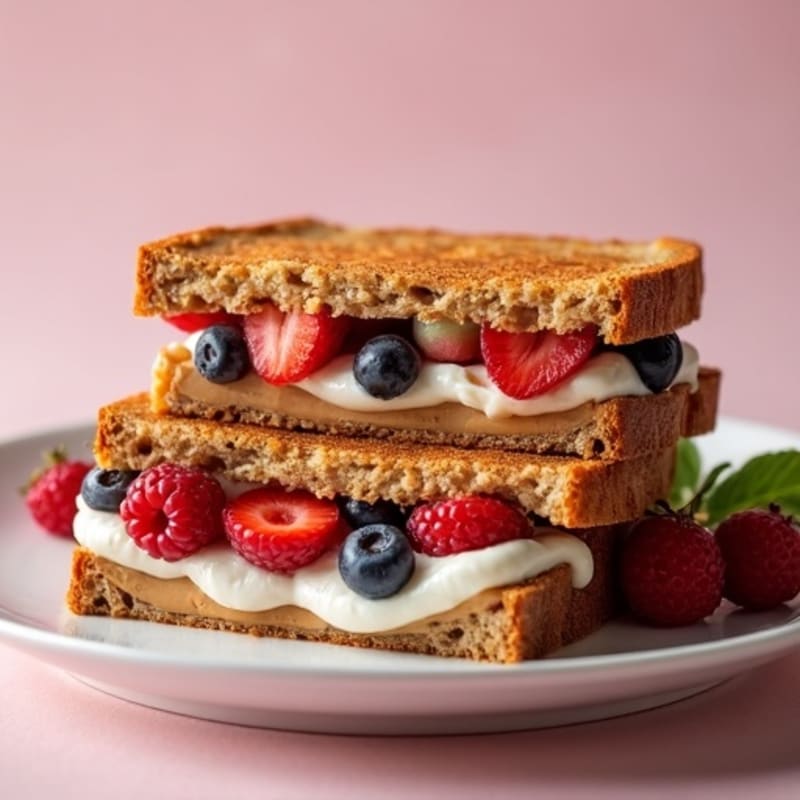 Peanut Butter and Berry Baked Whole Grain Sandwiches