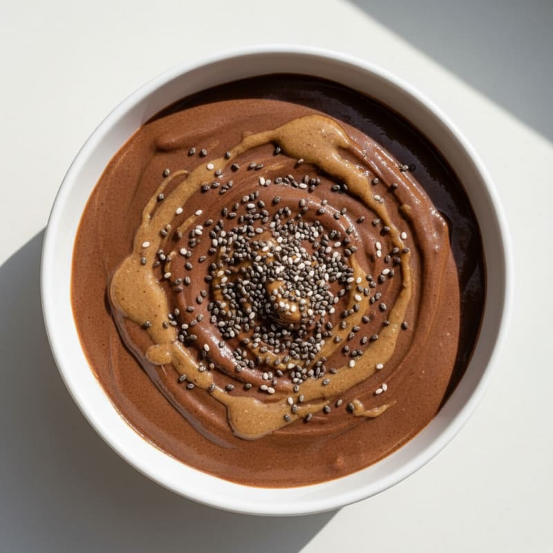 Silky Chocolate Protein Mousse with Almond Butter and Chia Seeds