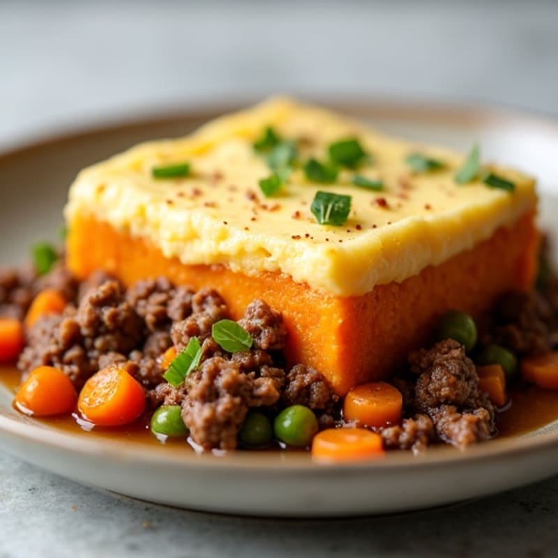 Savory Lean Ground Beef Shepherd's Pie with Creamy Sweet Potato Topping