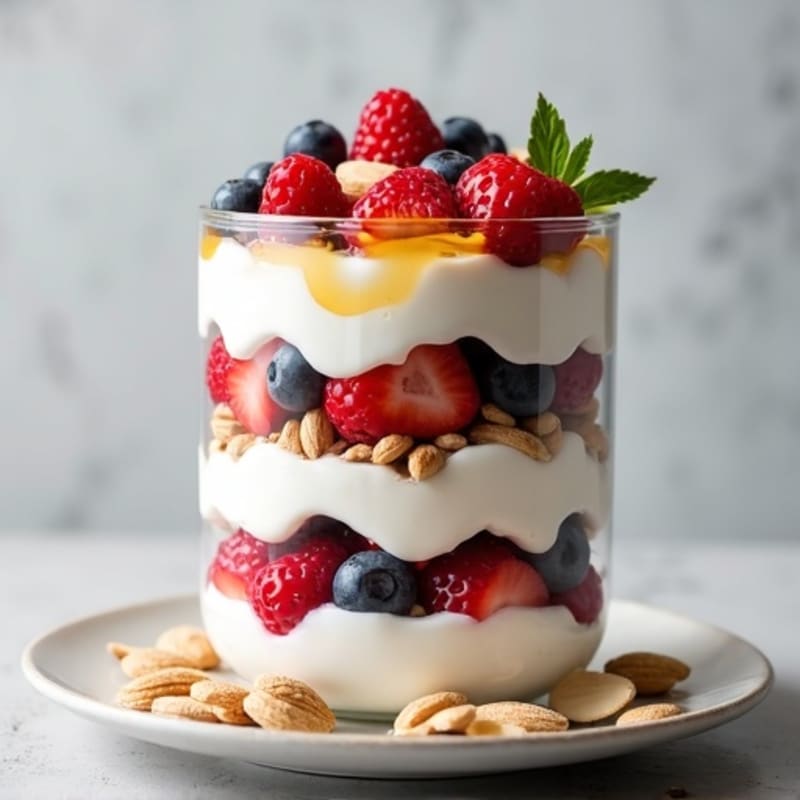 Greek Yogurt Protein Parfait with Mixed Berries