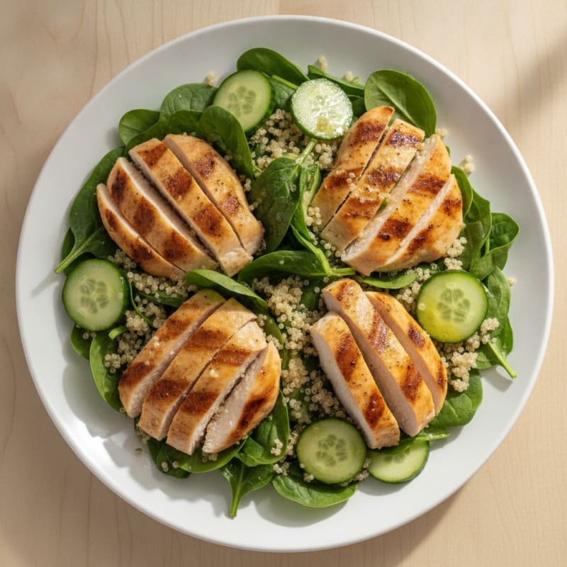 Grilled Chicken and Quinoa Salad with Spinach