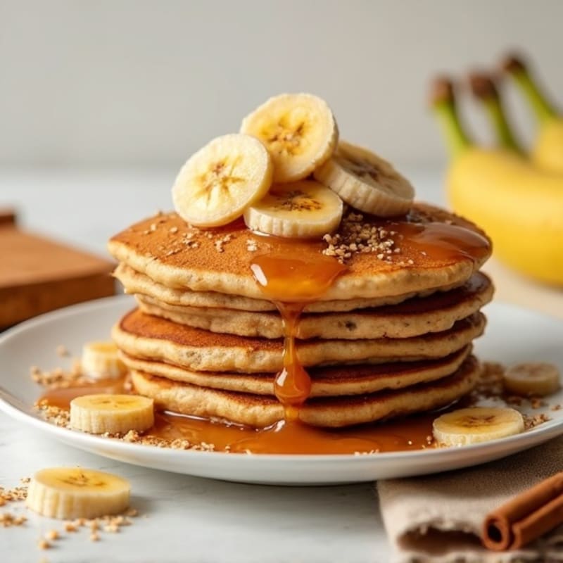 Fluffy Caramelized Banana Oat Pancakes