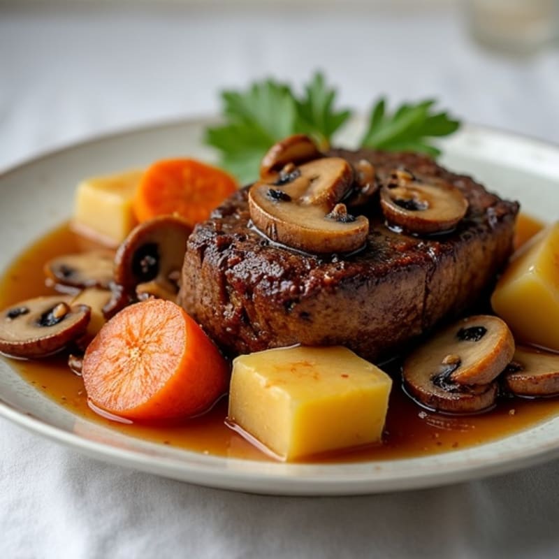 Tender Braised Beef with Mushrooms and Root Vegetables