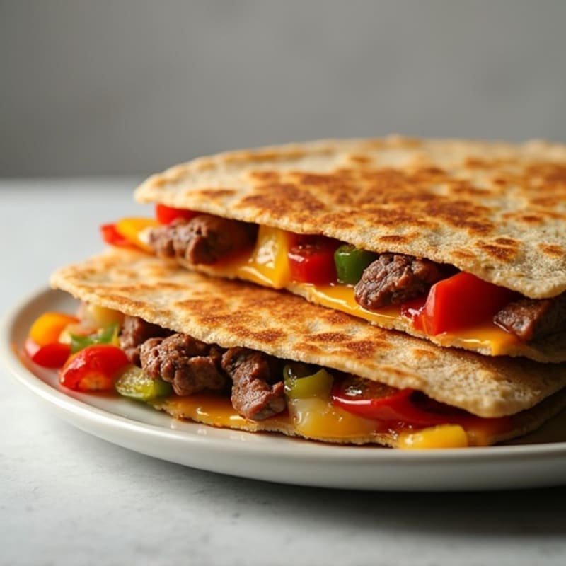 Crispy Whole Wheat Steak and Sautéed Veggie Quesadillas