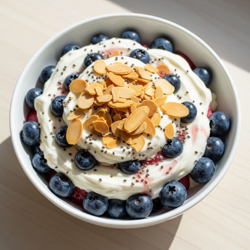 Greek Yogurt Protein Parfait with Berries and Almonds