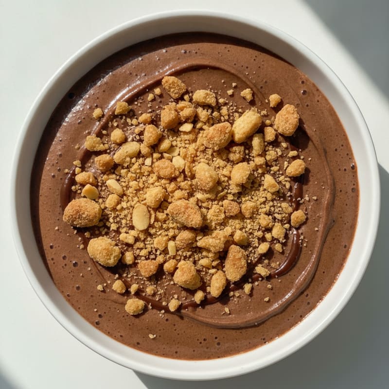 Protein Chocolate Peanut Butter Mousse with Almond Crumble