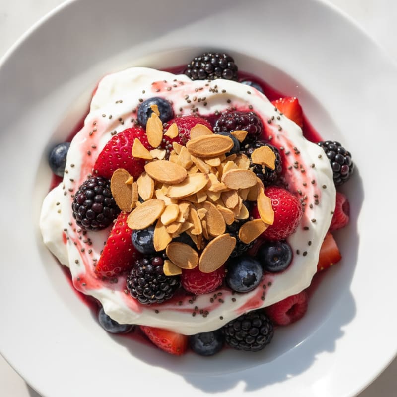 Greek Yogurt Protein Parfait with Mixed Berries