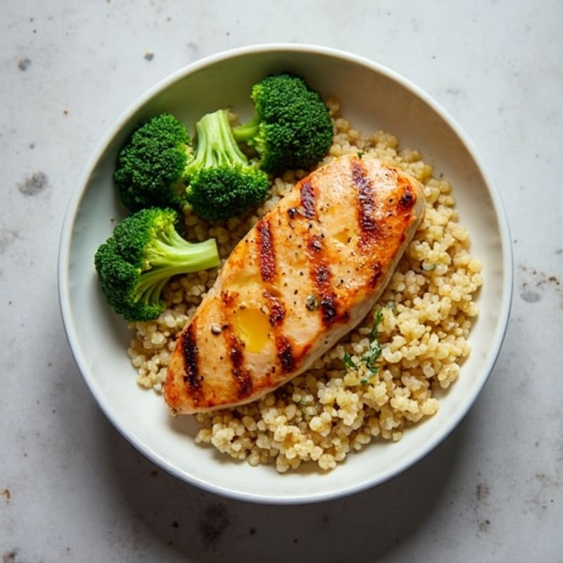 Grilled Chicken and Quinoa Bowl with Steamed Broccoli