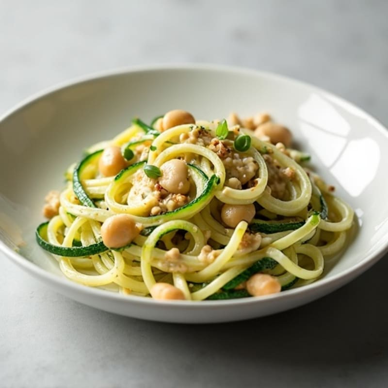 Creamy Cashew Cauliflower Alfredo with Zucchini Noodles