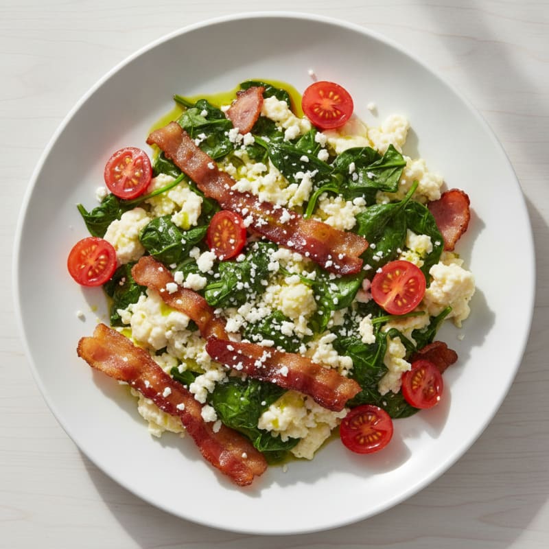 Egg White Scramble with Spinach and Turkey Bacon