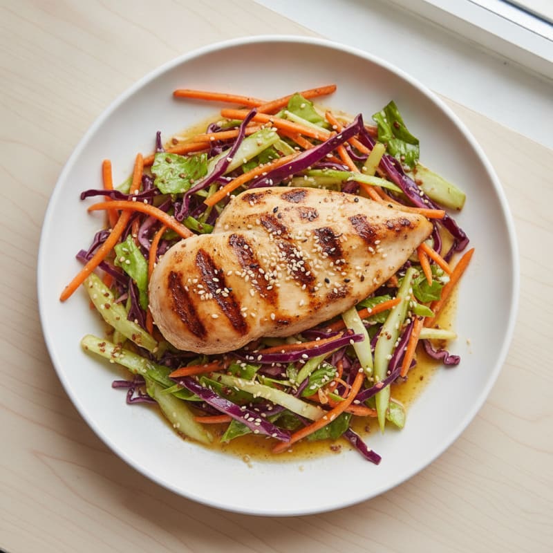 Grilled Chicken Breast with Crunchy Vegetable Slaw