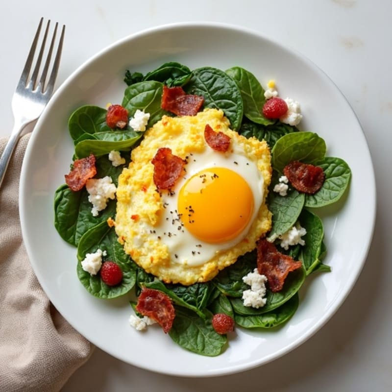 Egg White Spinach Scramble with Turkey Bacon