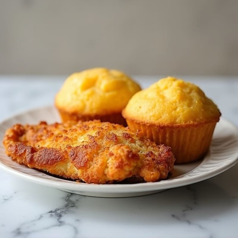 Crispy Baked Chicken with Fluffy Savory Cornbread Muffins