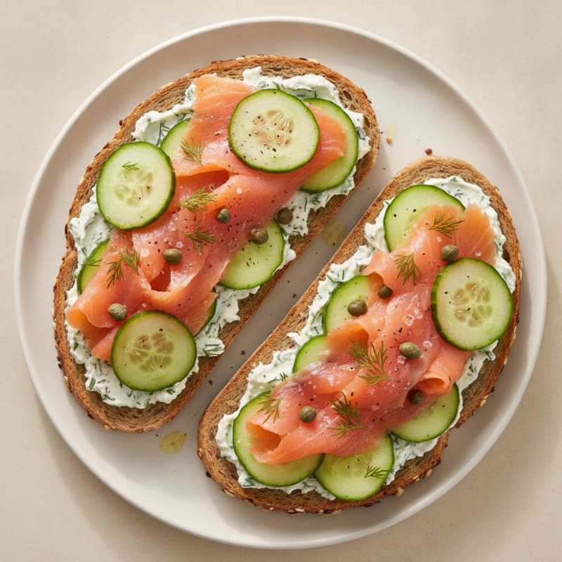 Smoked Salmon and Herbed Greek Yogurt Tartine
