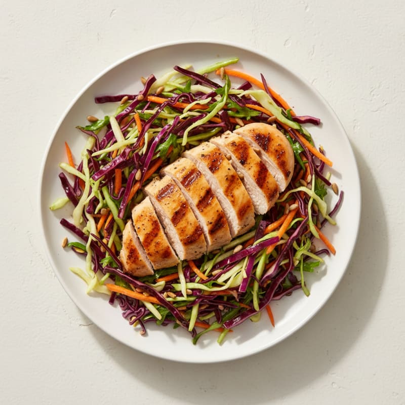 Grilled Chicken Breast with Crunchy Cabbage Slaw