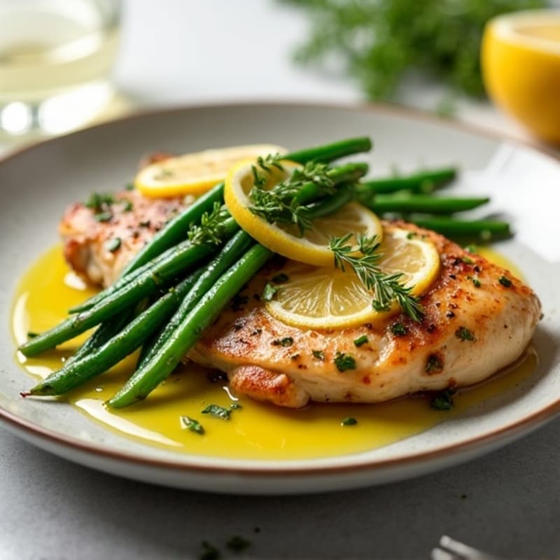 Lemon Herb Roasted Chicken with Crispy Green Beans