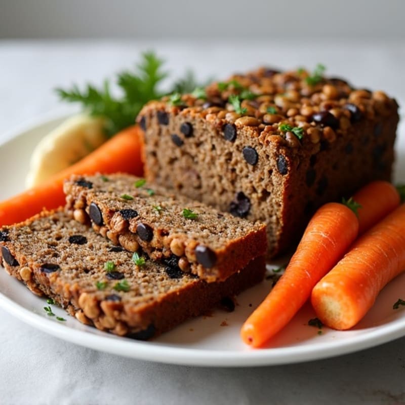 Rich Black Bean and Mushroom Loaf with Roasted Root Vegetables