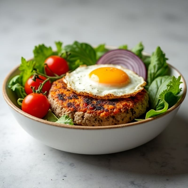 Herb-Seasoned Lean Burger Bowl with Roasted Sweet Potato