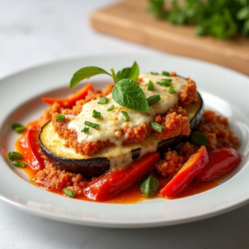 Healthy Baked Eggplant Parmesan with Roasted Vegetables