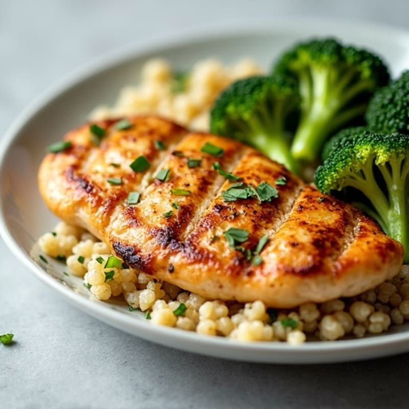 Grilled Chicken Breast with Quinoa and Steamed Broccoli