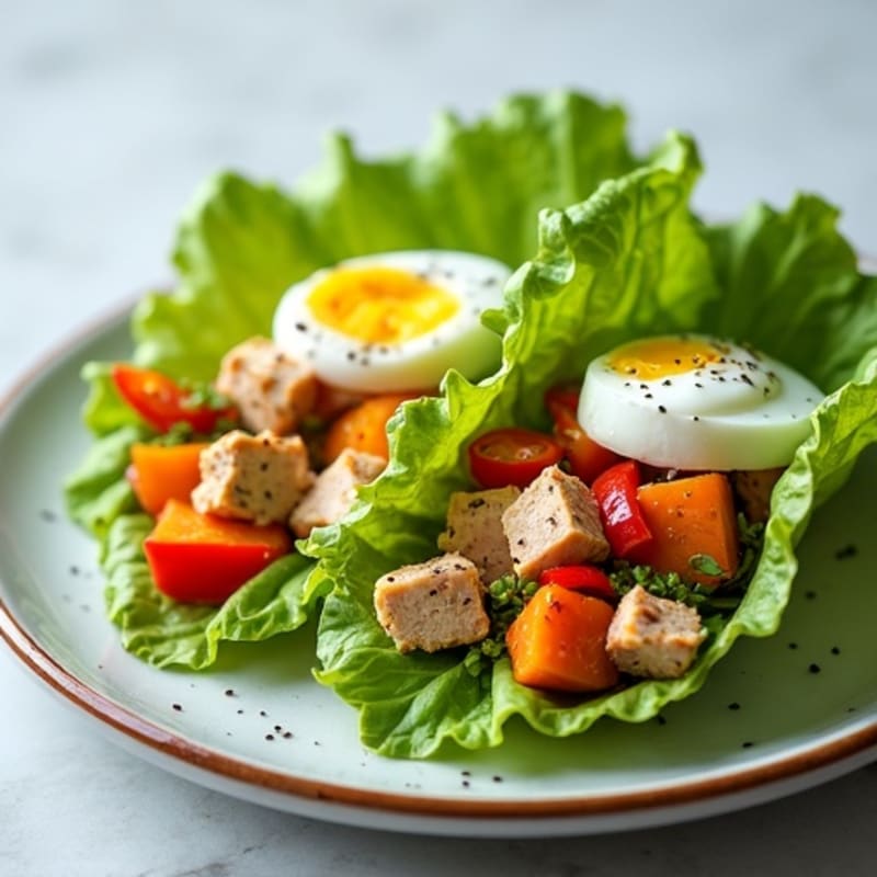 Tuna Lettuce Wraps with Roasted Pumpkin and Sweet Peppers