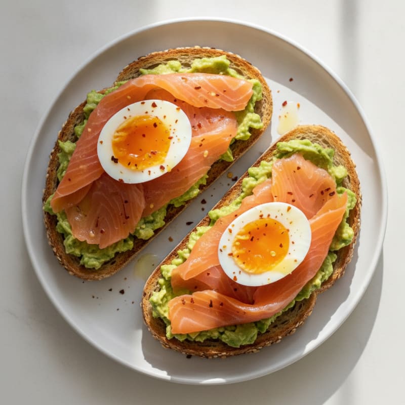 Creamy Avocado Egg Toast with Smoked Salmon
