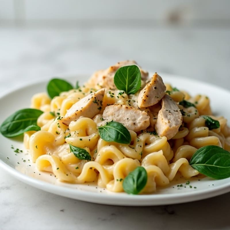 Healthy Creamy Chicken Pasta with Spinach