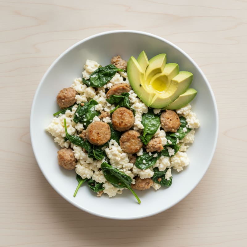 Egg White Scramble with Spinach and Turkey Sausage