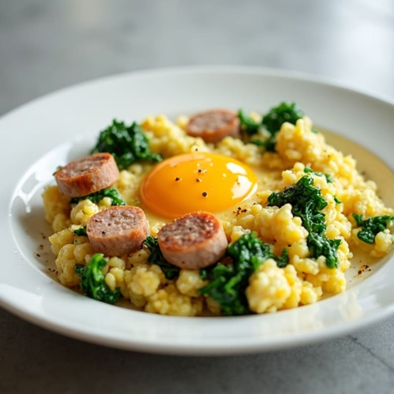 Egg White Scramble with Spinach and Turkey Sausage