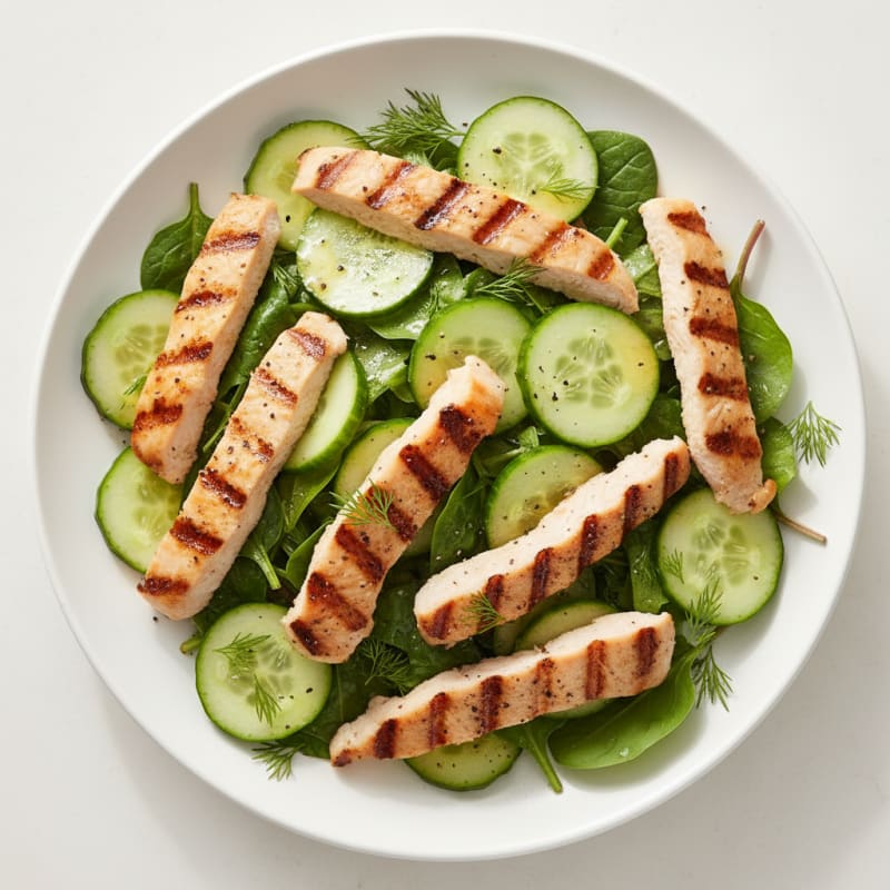 Grilled Turkey Breast Salad with Crisp Cucumber and Lemon
