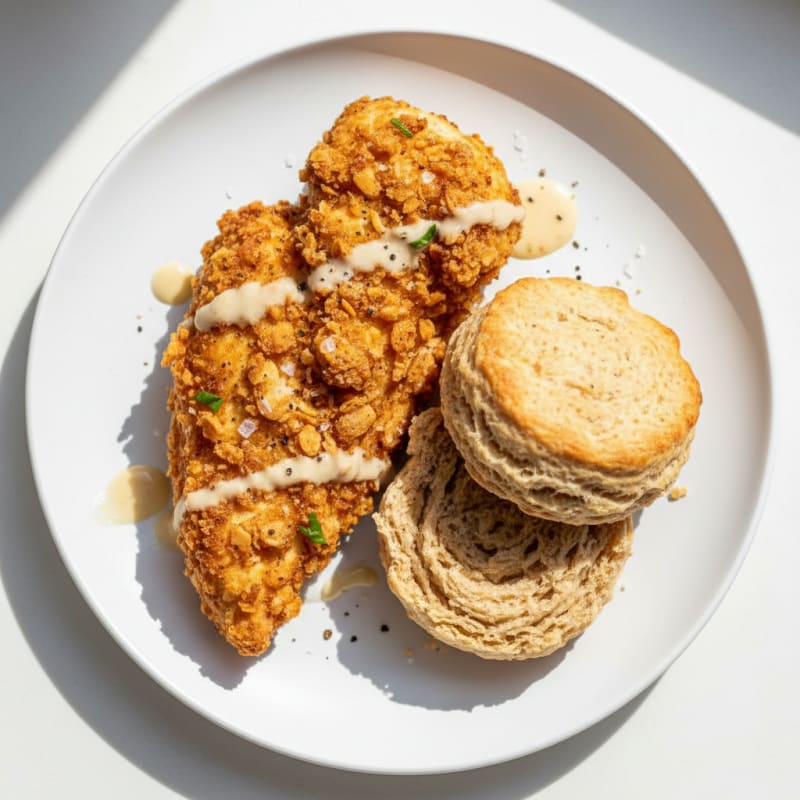 Buttermilk Fried Chicken with Flaky Biscuits