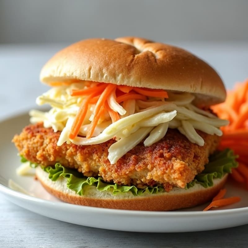 Crispy Baked Chicken Sandwich with Creamy Slaw