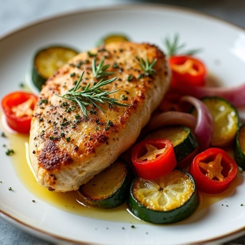Herb-Crusted Pan Seared Chicken with Roasted Vegetables