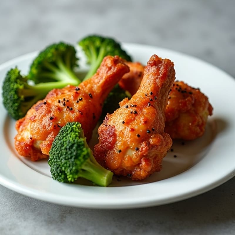 Crispy Baked Chicken Wings with Roasted Broccoli