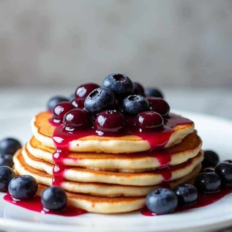 Fluffy Protein Pancakes with Berry Compote