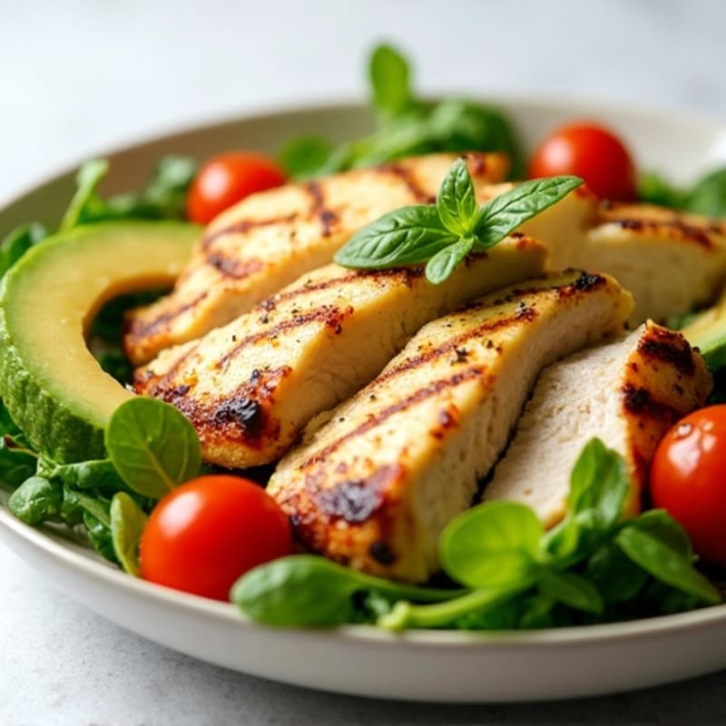Grilled Chicken Salad with Avocado and Olive Oil Vinaigrette
