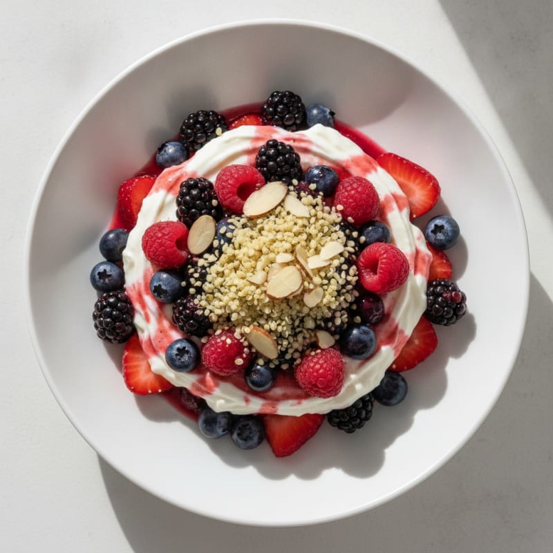 Greek Yogurt Protein Parfait with Mixed Berries