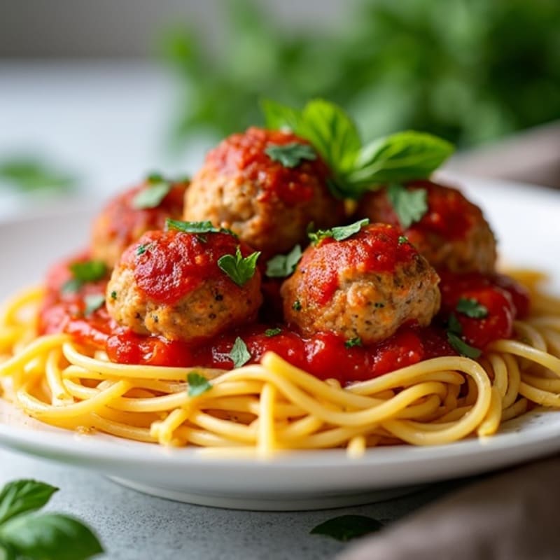 Herb-Packed Turkey Meatballs with Dairy-Free Pasta and Silky Marinara