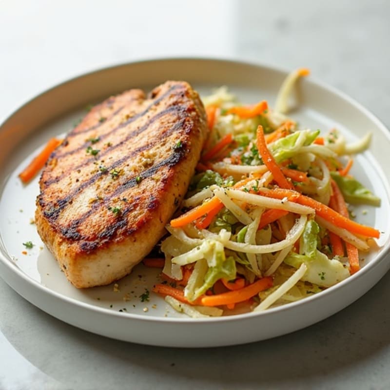 Grilled Chicken Breast with Crunchy Cabbage Slaw