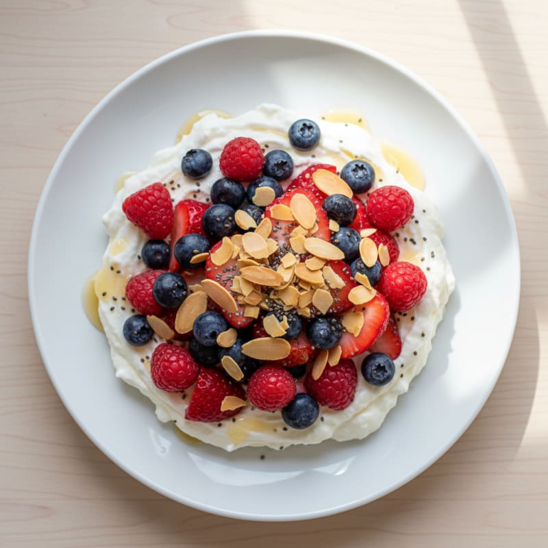 Silky Greek Yogurt Protein Pudding with Mixed Berries