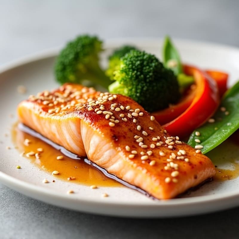 Honey-Ginger Glazed Salmon with Sesame Vegetables