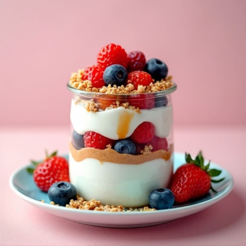 Creamy Greek Yogurt Parfait with Mixed Berries and Almond Butter