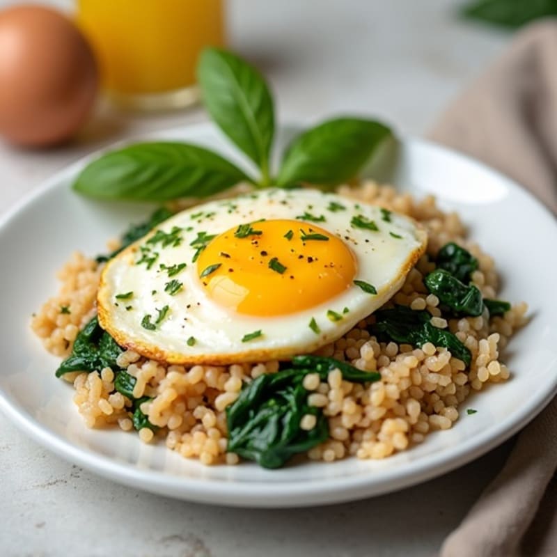 Chicken and Spinach Egg White Scramble with Brown Rice