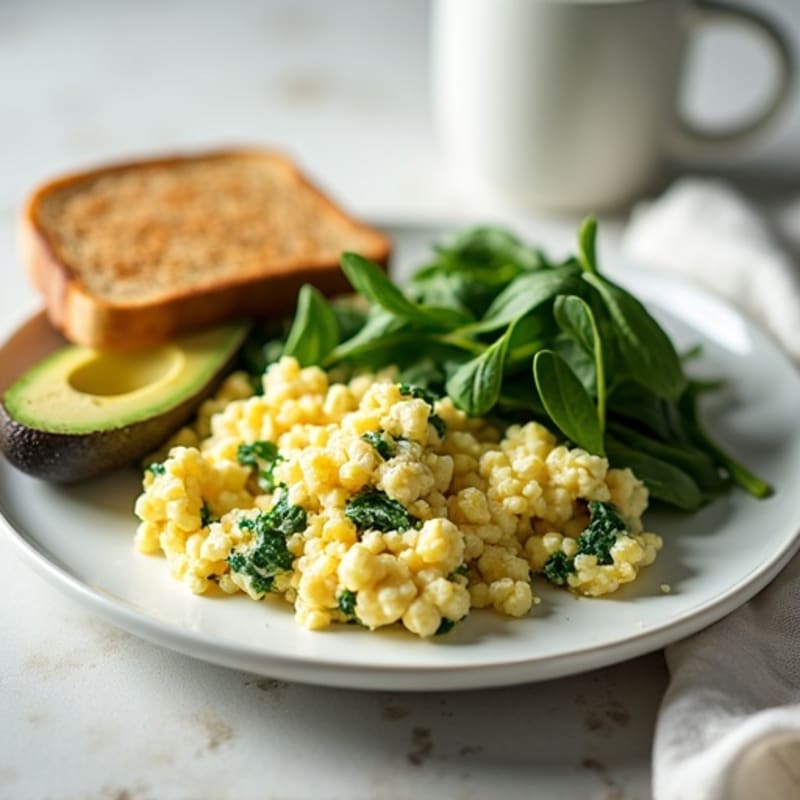Egg White and Spinach Scramble with Cottage Cheese