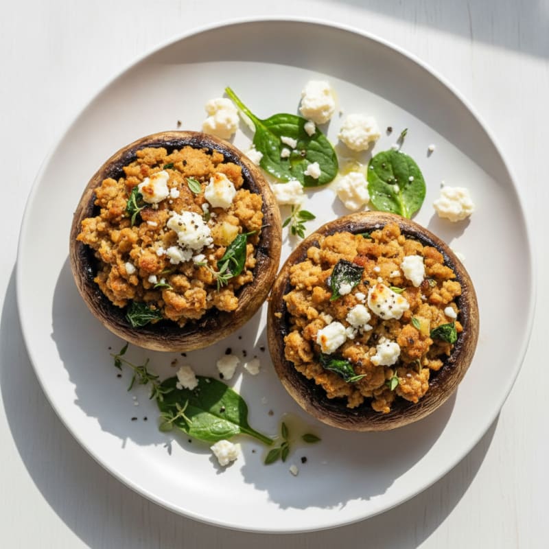 Herb & Cheese Stuffed Portobello Mushrooms