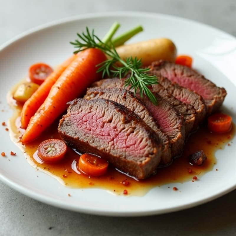 Slow-Cooked Smoky Brisket with Roasted Root Vegetables