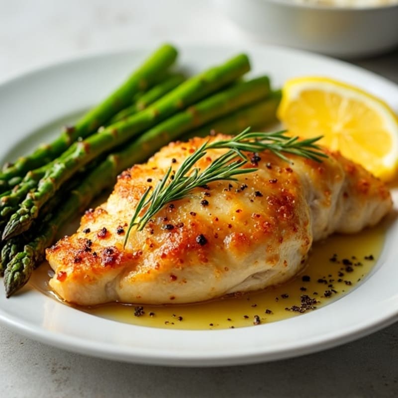 Crispy Lemon Herb Baked Chicken with Roasted Asparagus